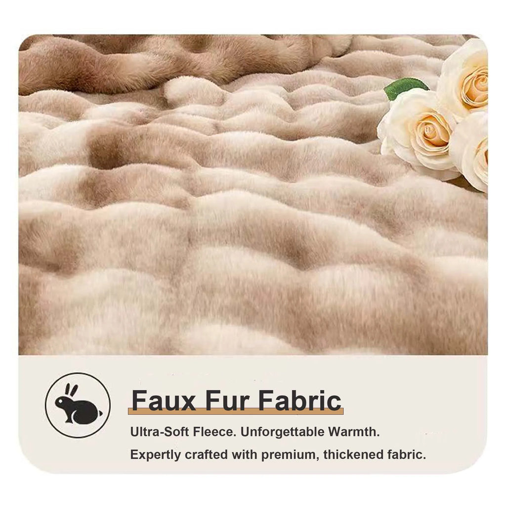 Luxe Bubble Minky Pluizige Zachte Decoratieve Deken Super Comfortabel Konijn Faux Bont Gooien Deken Voor Slaapbank Kantoor